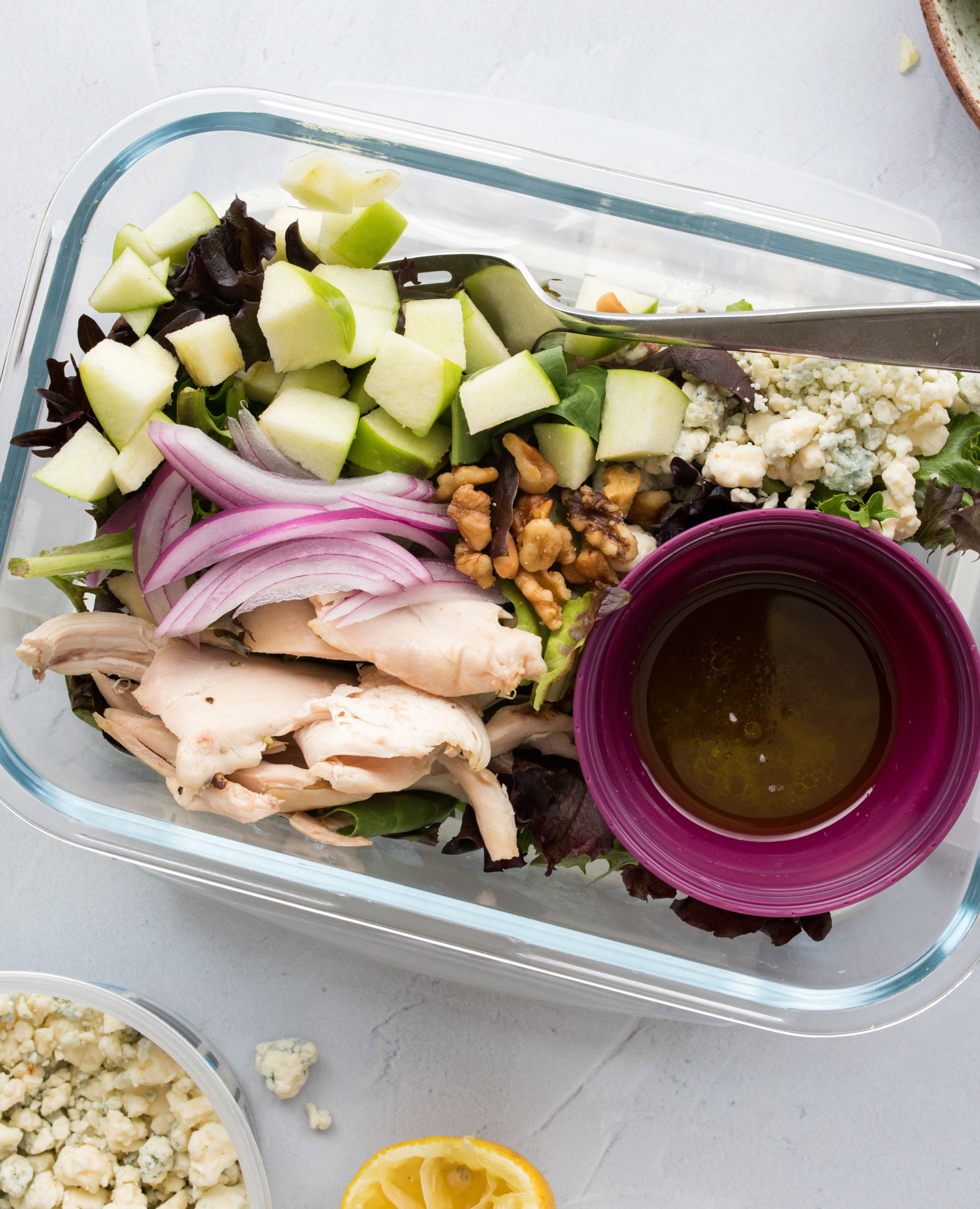 Deconstructed Rotisserie Chicken & Bleu Cheese Salad Recipe - Washington Apples